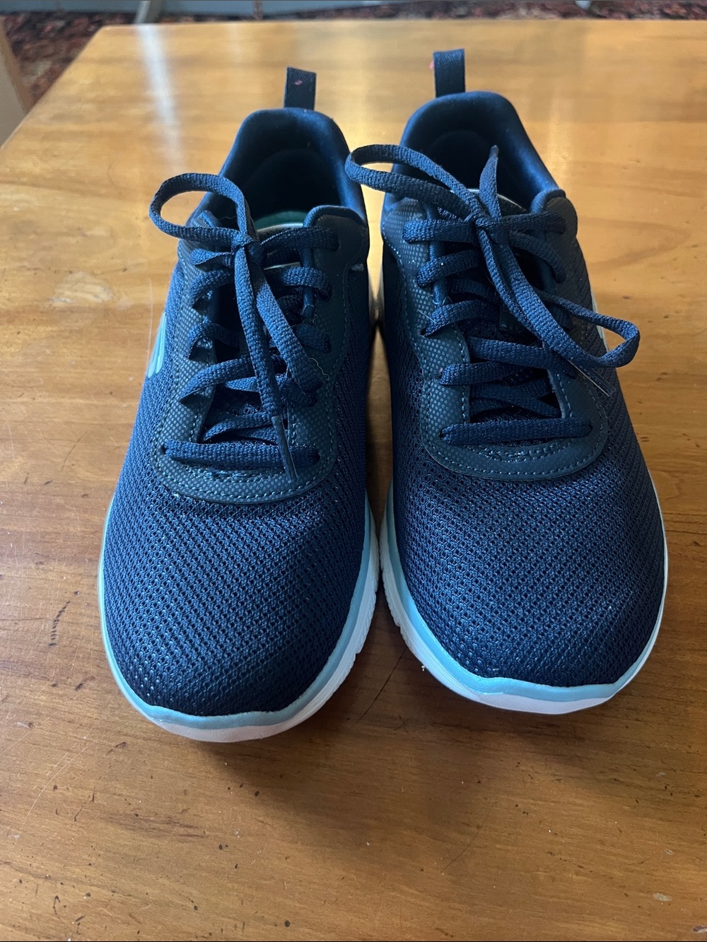 Skechers Women's Navy Mesh Lace-Up Sneakers with White Soles